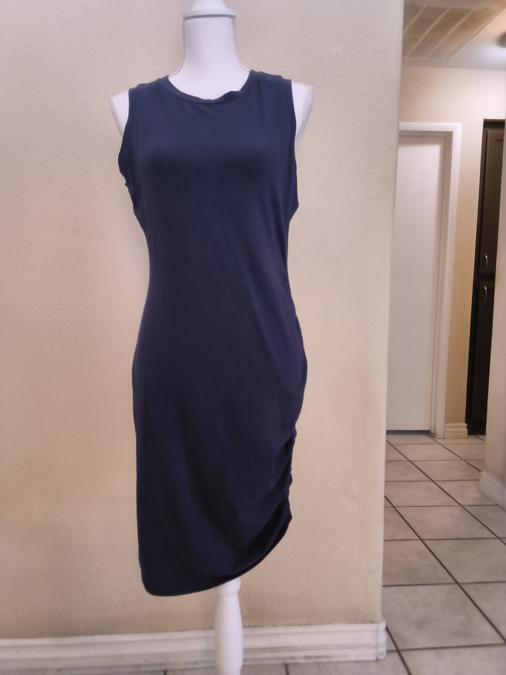 Michael Kors Navy Sleeveless Midi Bodycon Dress